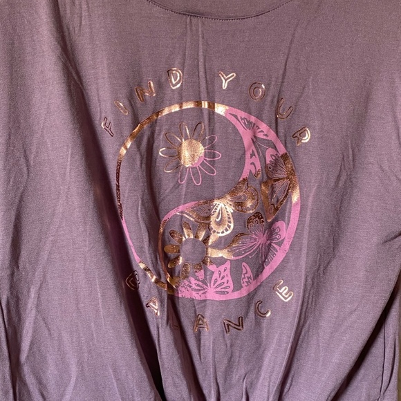 NWT Sunset West Girl's Nastia Tie Front Graphic Dolman Tee - Purple Size M - Picture 2 of 2